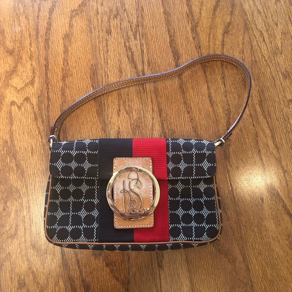 Kate Spade Red and Brown Mini Bag with Metallic Accent